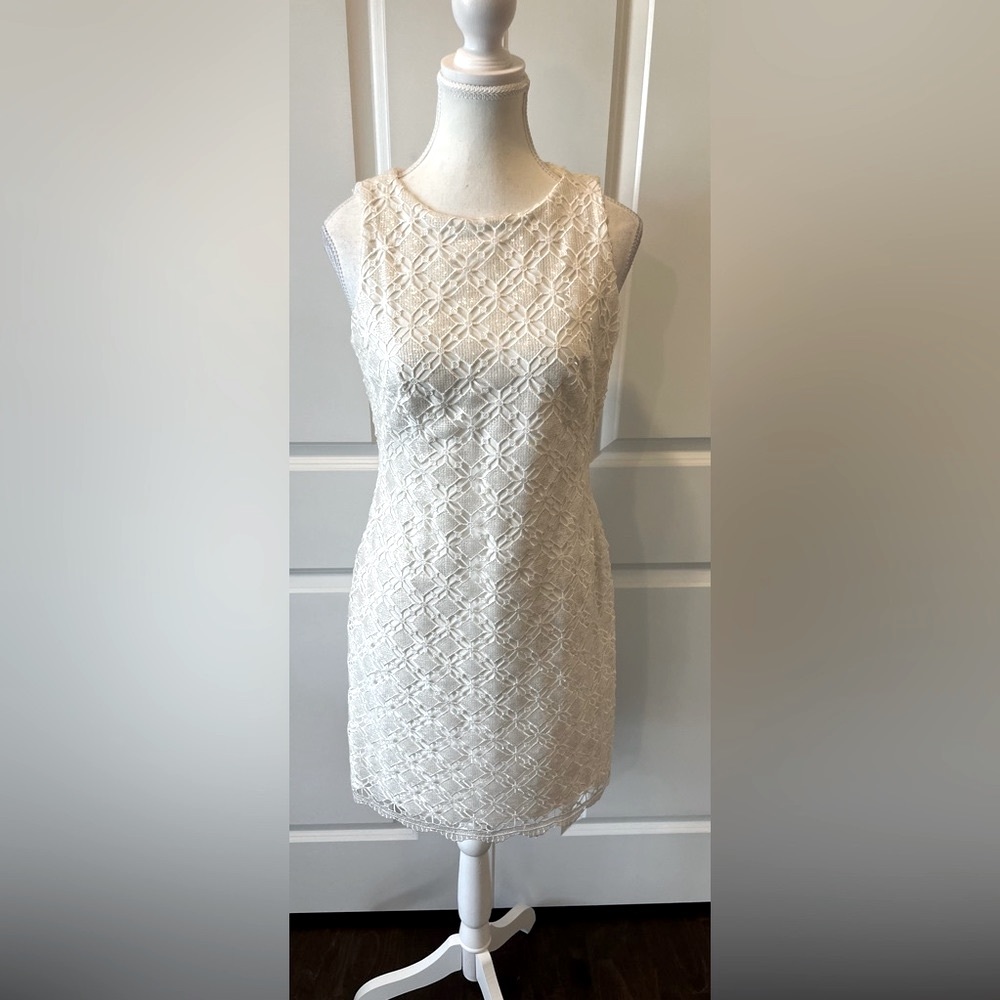 Ralph Lauren Cream Lace Sleeveless Mini Dress